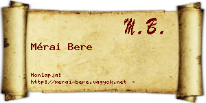 Mérai Bere névjegykártya